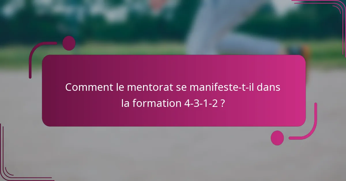 Comment le mentorat se manifeste-t-il dans la formation 4-3-1-2 ?
