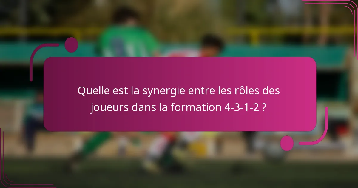 Quelle est la synergie entre les rôles des joueurs dans la formation 4-3-1-2 ?