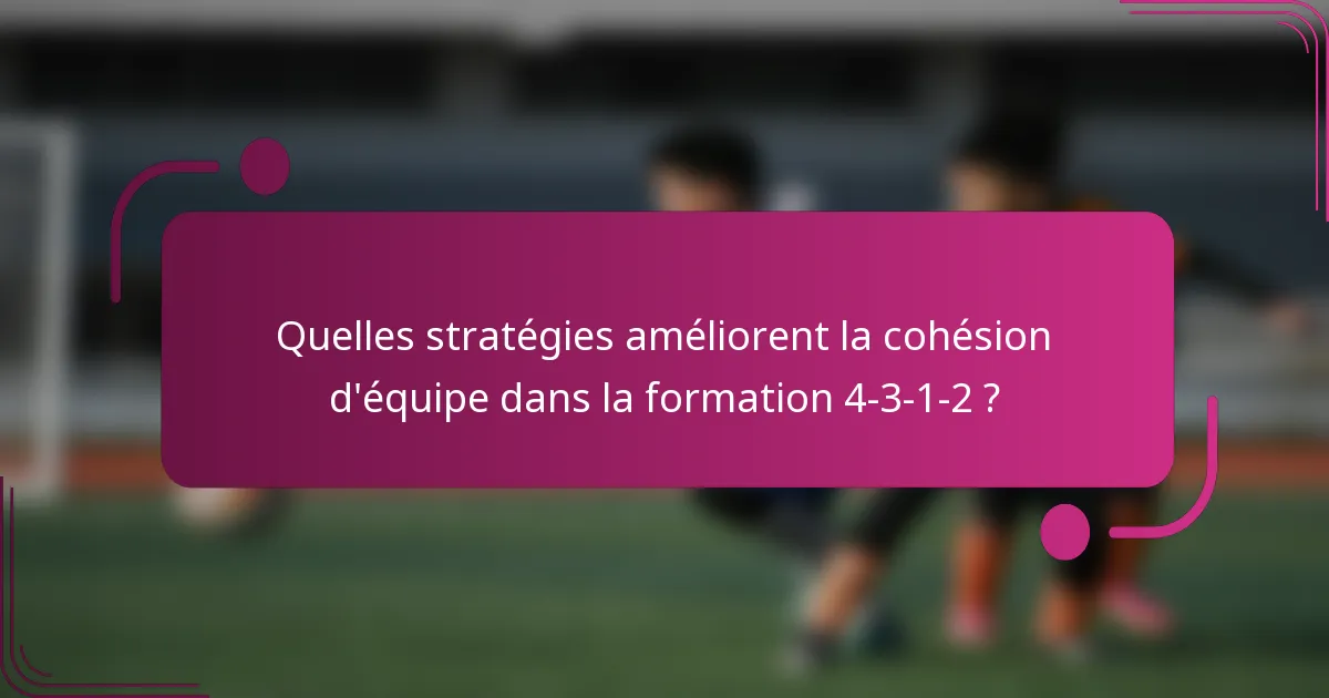 Quelles stratégies améliorent la cohésion d'équipe dans la formation 4-3-1-2 ?