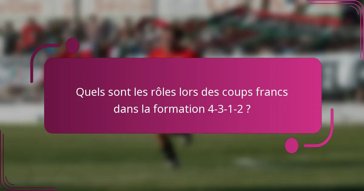Quels sont les rôles lors des coups francs dans la formation 4-3-1-2 ?